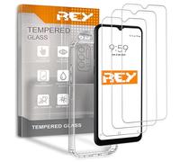 REY Pack 3X Pellicola salvaschermo e Cover per DOOGEE N40 PRO, Vetro temperato e Silicone TPU ad Alta Resistenza