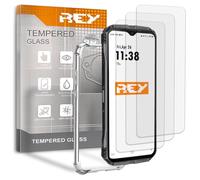 REY Pack 3X Pellicola salvaschermo e Cover per DOOGEE S Punk, Vetro temperato e Silicone TPU ad Alta Resistenza
