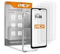 REY Pack 3X Pellicola salvaschermo e Cover per DOOGEE S200X - S200 Plus, Vetro temperato e Silicone TPU ad Alta Resistenza