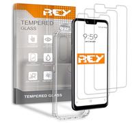 REY Pack 3X Pellicola salvaschermo e Cover per LG G8s THINQ, Vetro temperato e Silicone TPU ad Alta Resistenza