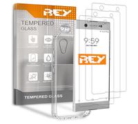 REY Pack 3X Pellicola salvaschermo e Cover per Sony Xperia XA1 Ultra, Vetro temperato e Silicone TPU ad Alta Resistenza