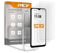 REY Pack 3X Pellicola salvaschermo e Cover per ZTE Blade A35E, Vetro temperato e Silicone TPU ad Alta Resistenza