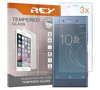 REY Pack 3X Pellicola salvaschermo per Sony Xperia XZ1, Vetro temperato, di qualità Premium