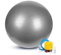 REY Palla per esercizi, Sit Up... 65 Cm per Ginnastica, Pilates, Yoga, Gravidanza - Donne incinte, Fitness, Sport... Grigio, incluso il gonfiatore