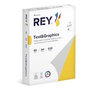 REY Text & Graphics, Carta riprografica, alta bianchezza, 80 g, A4, FSC, 500 fogli