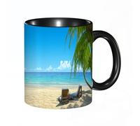 reyawdf Tazza Mug in Ceramica Personalizzata,Arredamento tropicale due eleganti sedie,11oz/330ml, Resistente al Calore, Adatta a Lavastoviglie Idea Regalo Divertente per Colazioni, Compleanni, Natale