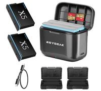 REYGEAK Batteria al litio ricaricabile per Insta-360 X5, 2 batterie da 2800 mAh ad alte prestazioni con caricatore per insta-360 X5 (caricatore + 2 batterie)