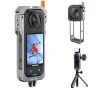 REYGEAK per insta-360 x5 telaio di utilità, gabbia della fotocamera in alluminio per insta-360 X5, custodia protettiva con copertura dell'obiettivo in silicone, custodia protettiva