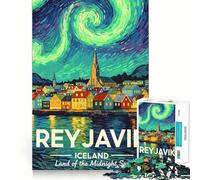 Reykjavik, Islanda︰ Terra del Sole di Mezzanotte Puzzle per adulti 1000 pezzi Gioco di abilità mentale Hobby tranquillo Design Assemblaggio Regalo per le vacanze (38x26cm)