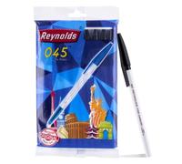 Reynolds Set di penne a sfera 045, 10 penne nere con impugnatura comoda, penne a sfera nere per scrivere, penna per studenti e cancelleria da ufficio, punta 0,7 mm