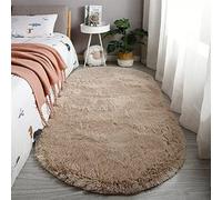 Reyox Tappeto Ovale Moderno Peloso Morbida Soffici Antiscivolo Tappetino a Pelo Lungo per Soggiorno Camera da Letto cammello chiaro 80 x 200 cm