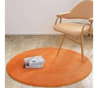 Reyox Tappeto Rotondo Tinta Unita Soffice Pelo Corto, Tappetino Antiscivolo Assorbenti per Bagno Salotto Camera da Letto Arancione 100 cm