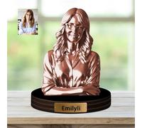 Reyrijf Personalizzato foto statua Segno di placca, foto personalizzata Retro scultura in metallo, acrilico immagine taglio & statua di ricordo di famiglia, ritratto regalo per matrimoni, famiglia