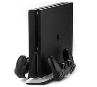REYTID Ventilatore di Raffreddamento Quad e Supporto di Ricarica del Controller Compatibile con Playstation 4 Slim - Stand Dual Pad Double Station - 2 Porte hub di Ricarica USB - Bianco