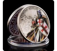REZAJDUIE Moneta commemorativa Cavaliere Templare Moneta Souvenir Moneta Sfida placcata Argento Antico Decorazioni per la casa dei crociati