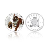 REZAJDUIE Moneta commemorativa Moneta da Sfida per Animali africani in Via di estinzione Moneta in Metallo Placcato Argento Regalo da Collezione di Monete Souvenir dello Zambia
