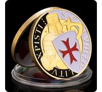 REZAJDUIE Moneta commemorativa Regno del Marocco Cavaliere Templare Souvenir Moneta placcata in Oro Moneta da Collezione Regalo da Collezione