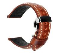 REZERO Cinturino per Orologio, Vera Pelle Bracciale per Orologio, Lunghezza Standard, Vintage in Pelle a Cera d’Olio 5 Colori & 2 Tipi di Chiusuraper Uomo e Donna 18/19/20/21/22/23/24/26mm