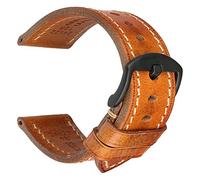 REZERO Cinturino per orologio vintage in pelle, compatibile con Samsung Galaxy 46 mm/Gear S3 Frontier/Classic, 19 mm marrone chiaro con fibbia nera
