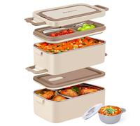 Rezicom Contenitore per il pranzo in acciaio inox, per bambini e adulti, a due strati, capacità 2 l, a prova di perdite, contenitore per il pranzo per donne, scuola, ufficio, con ciotola in acciaio