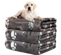 Rezutan Confezione da 3 coperte per cani di taglia grande, lavabili, morbide, per cuccia e cuccia per cani, motivo zampe, coperta per cani e animali domestici (grigio, 79 x 104 cm)