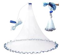 Rezzaglio da Pesca Mare,Φ 4.8m Rete da Pesca da Lancio a Mano con 8 m Corda a Mano Pesca di Nylon per Esche Pesci con Anello in Alluminio reti da colata a Mano per Fiumi,Stagni, Laghi, Poco Profondi