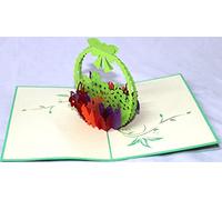 RF Distribution Biglietto di Auguri con Origami Surprise, Cestino con fiori
