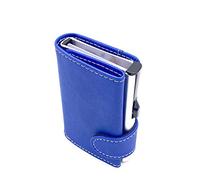 RF Distribution Portacarte di Credito in Pelle Blu Avion con Cuciture Bianche