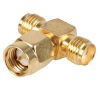 RF SOLUTIONS Adattatore a T SMA Dorato, 50 Ohm, Spina a 2 Prese