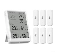 RF433 Sensore di temperatura e umidità per ecosistema Tuya con display LCD retroilluminato Gamma di spazi aperti di 100 metri (1* Monitor + 6* Sensore)