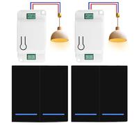 RF433 - Set di interruttori della luce radio, 230 V, interruttore di sicurezza e ricevitore da 50 m, interruttore radio, facile installazione per lampade fino a 2000 W-2, interruttore nero e 2