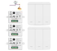 RF433, set di interruttori della luce radio, interruttore di sicurezza e ricevitore 10 A, interruttore radio, interruttore della luce da parete, facile installazione per lampade fino a 1000 W (3