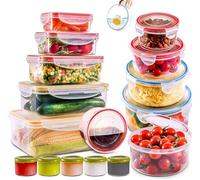RFAQK - 28 contenitori per alimenti con coperchi ermetici (85 once a 1,2 once) 14 contenitori in plastica trasparente con 14 coperchi, grandi contenitori per preparare i pasti per