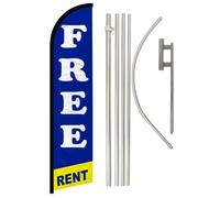 RFCO Stendardo A Vela Antivento Free Rent Curvo Banner Immobiliare 2.5'x11.5'
