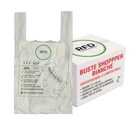 RFD Buste Shopper bio 27x50 cm 500 pezzi con Manico - Sacchetti per alimenti Biodegradabili Compostabili - Ideali per Negozi e Spesa