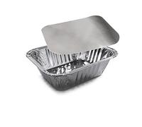 RFD Vaschette Alluminio con coperchio per alimenti Usa e Getta - Rettangolari - 50 pezzi - 1 porzioni -Monoporzione - utilizzabili anche in Microonde