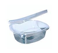 RFD Vaschette Plastica PET per Alimenti 1000cc con Coperchio Trasparente Usa e Getta - 10 Pezzi