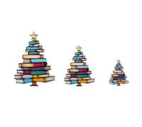 Rfeeuubft 3 Pezzi di Ornamenti Acchiappa-Biglietti A Forma di Albero di Libri, Tema 'Albero di Natale dei Libri, Regalo per Gli Amanti dei Libri