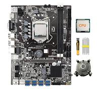 Rfeeuubft 8 Scheda B75 BTC Mining Scheda Madre+CPU+Ventola di Raffreddamento+Kit Cacciavite 8X USB3.0 (PCIE) GPU Slot LGA1155 DDR3 MSATA ETH Minatore
