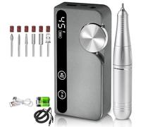 Rfeeuubft Trapano Elettrico Portatile Professionale per Unghie 45000RPM, Ricaricabile, A Basso Rumore, Levigatrice per Unghie, Grigio