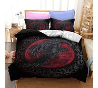 RFFLUX Set di biancheria da letto in 3D vichingo, 135x200 cm, 2 pezzi, con chiusura lampo, copripiumino vichingo, biancheria da letto per bambini con federa da 80x80 cm