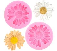 RFGHAC Set di 2 stampi in silicone a forma di margherita per decorare torte, cupcake, caramelle, argilla polimerica, cioccolato, pasta di gomma