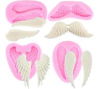 RFGHAC Set di 4 stampi in silicone a forma di ali d'angelo, per decorare torte, cupcake, cioccolato, caramelle, resina, argilla, pasta di gomma