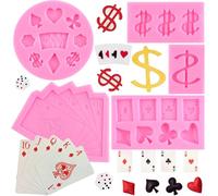RFGHAC Set di 5 stampi in silicone a forma di carte da gioco del casinò, stampi per cioccolatini, decorazioni per torte, cupcake, biscotti, caramelle, zucchero, pasta di gomma, pasta di gomma, argilla