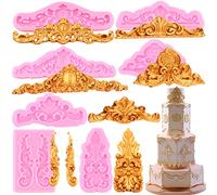 RFGHAC Set di 7 stampi in silicone con bordo in pizzo e pizzo barocco per cupcake, decorazione di torte, argilla polimerica, cioccolato, pasta di gomma