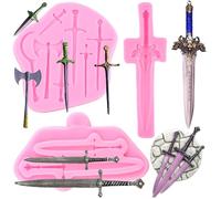 RFGHAC Spada in silicone stampi coltello ascia stampi fondente per la decorazione di torte cioccolato pasta di gomma caramelle argilla polimerica set di 3