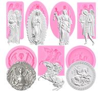 RFGHAC Stampi in silicone per la dea dell'antica mitologia greca stampi per fondente della Vergine Maria Gesù Angelo Cavaliere Greco Stampi per cioccolato per decorare torte argilla polimerica set da