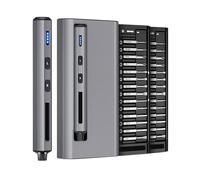RFGTHY Cacciavite Elettrico Set di Mini Cacciaviti Elettrici Kit di Cacciaviti A Batteria Ricaricabili con Punte di Precisione Magnetiche 28 in 1 Portatile E Leggero(Gray)
