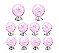 RFGTHY Maniglia Creativa con Sfera A Bolle di Cristallo da 10 Pezzi for Porta del Cassetto Del'armadio, Porta Del'armadio, Accessori Hardware for Mobili for La Casa Facili da Installare(Pink)