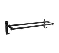 RFGTHY Portasciugamani Senza Perforazione Toppa for La Casa Doppie Barre Spazio Nero Porta Abiti Autoadesivo da Parete in Alluminio Appendiabiti da Bagno Accessori Facile da Installare(58)